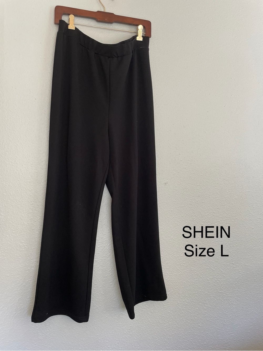 SHEIN Black Wide-Leg Pull-On Pants
